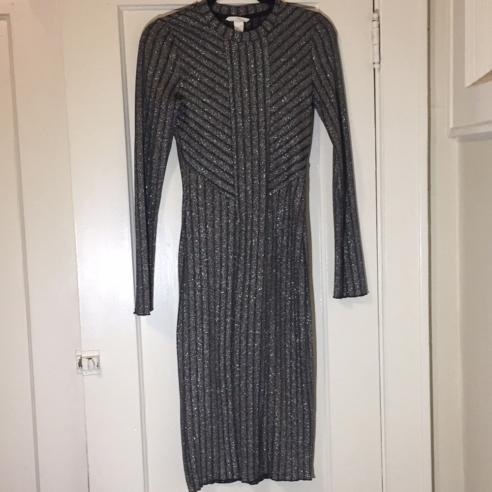 Silver and Black Metallic H&M Bodycon Dress